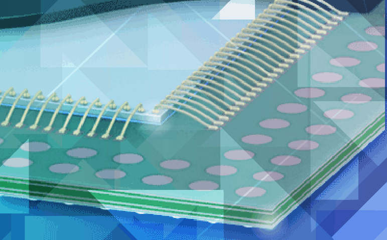 An abstract 3D render of a circuit board with many electrical components installed