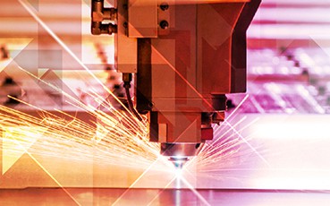 Artistic industrial rendering of processing and laser cutting